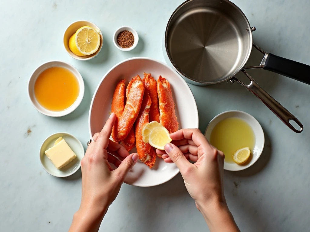 Ingredients for steaming frozen crab legs at home