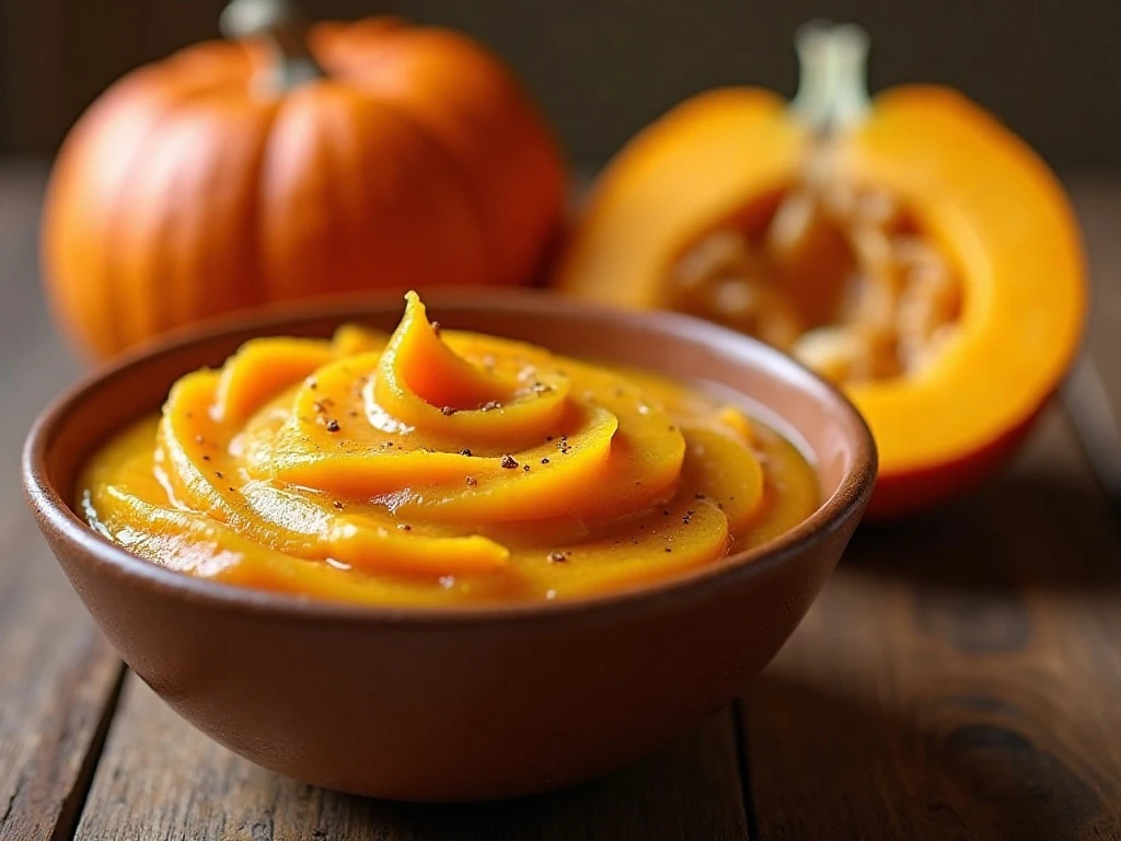 Smooth homemade pumpkin puree made in a slow cooker