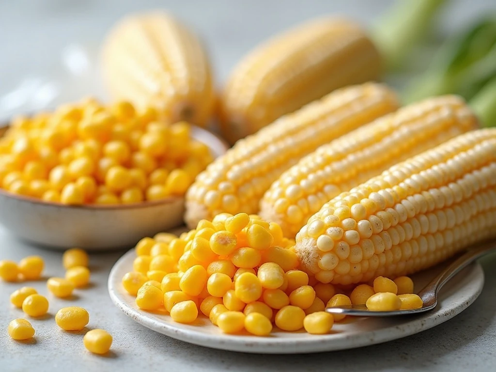 Packaged frozen corn portions ready for freezer storage