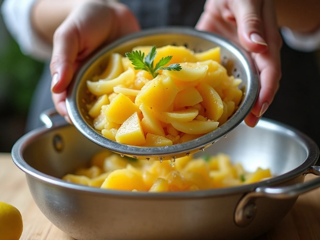 Draining cooked squash and onion before making casserole