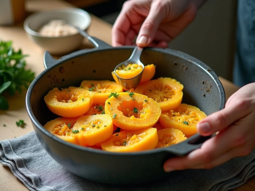 Draining excess moisture from cooked squash
