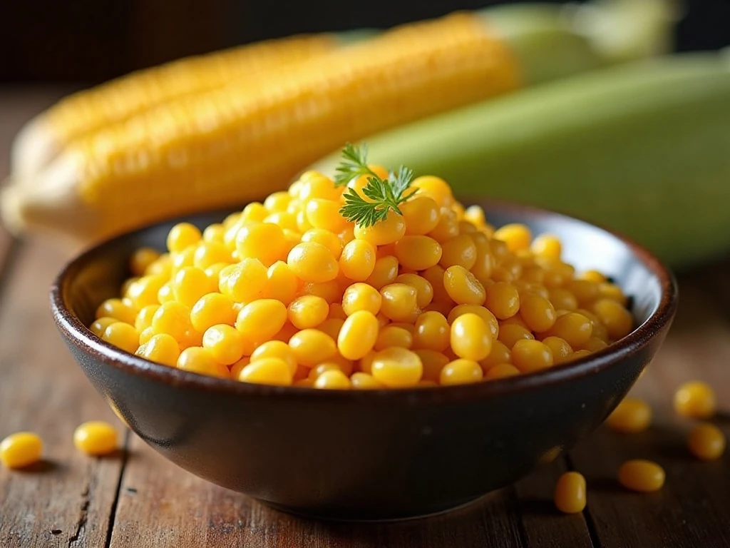 Golden sweet corn ready to enjoy after freezing