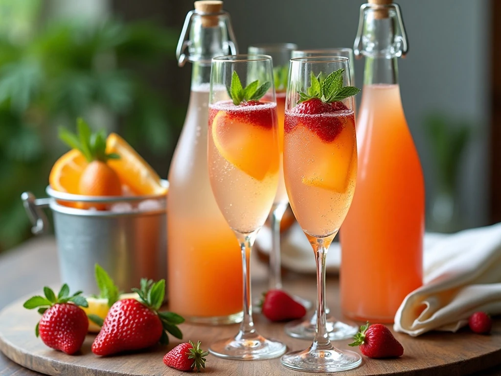 Beautifully arranged self-serve mimosa station