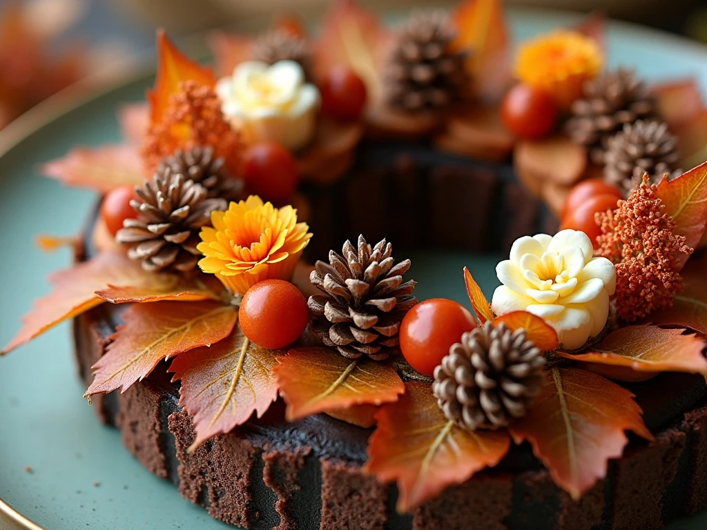 Layered fall wreath foliage and decorative accents
