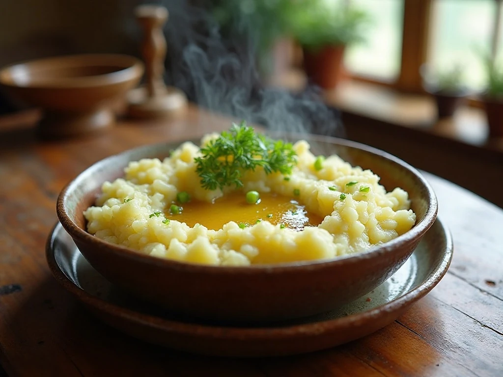 Authentic Irish colcannon with cabbage, scallions, and melted butter