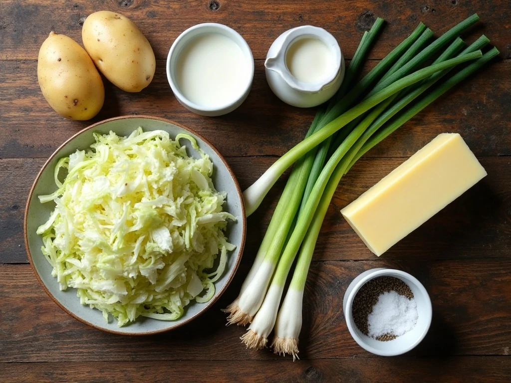Ingredients for homemade Irish colcannon