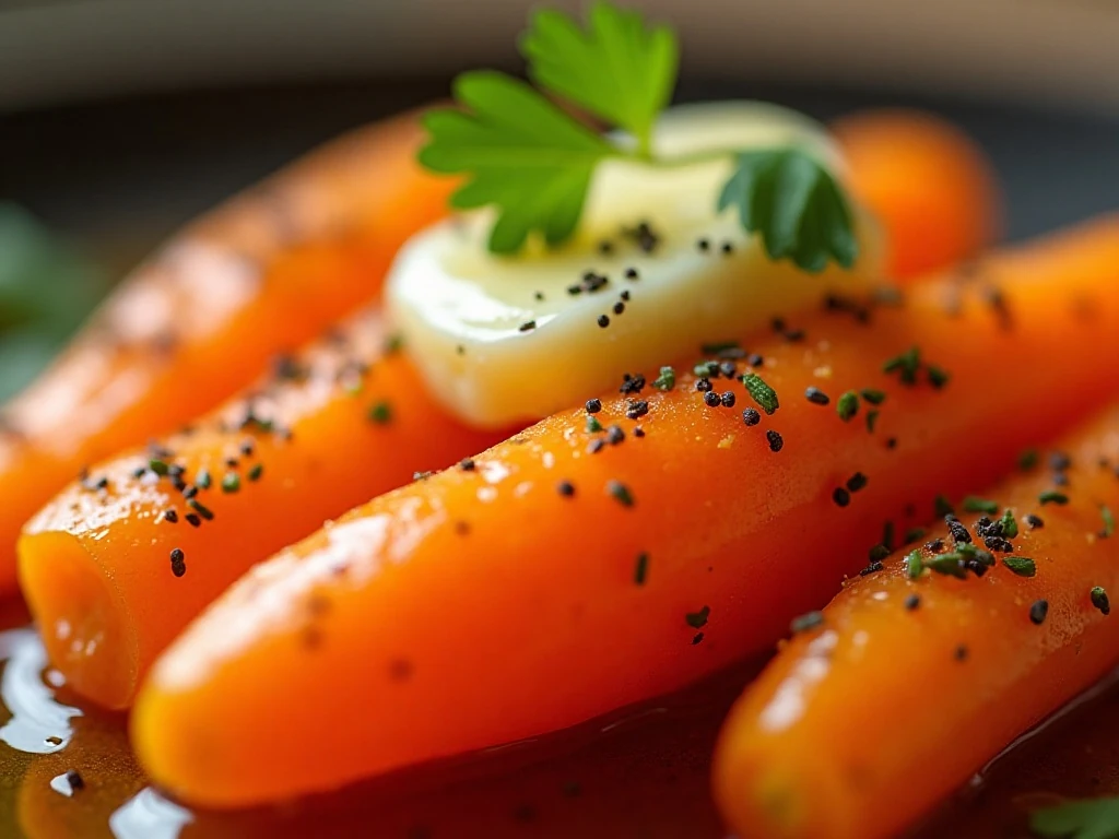 Buttered boiled carrots finished with parsley and pepper