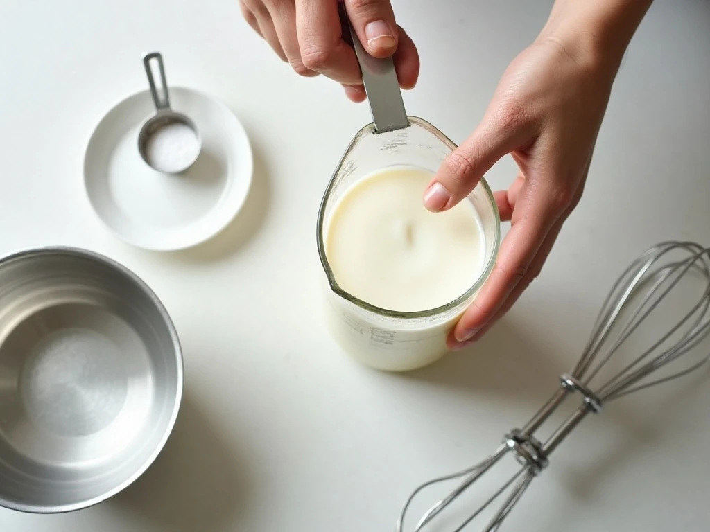 Ingredients and equipment for making butter in a stand mixer