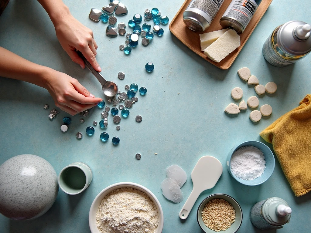 Materials for making a DIY mosaic gazing ball