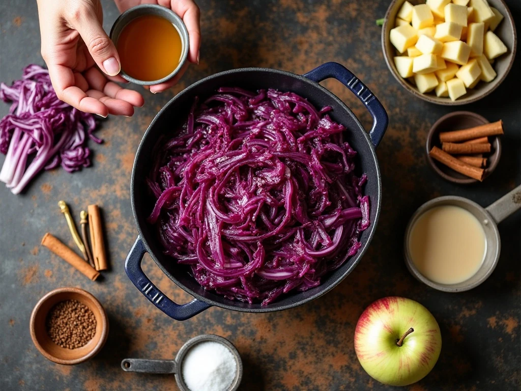 Ingredients for homemade German Rotkohl