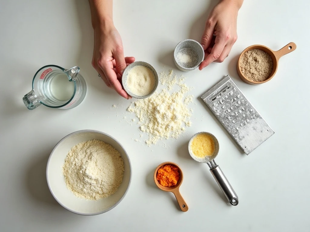 Ingredients and tools for homemade laundry soap