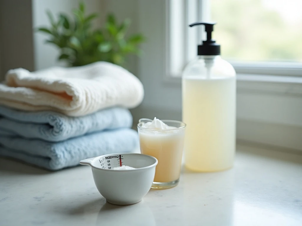 Half-cup measure of homemade laundry soap for one regular load