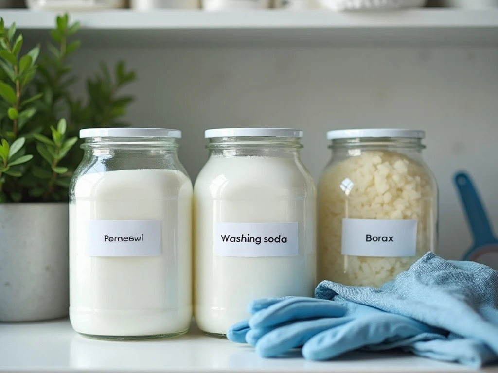 Labeled containers for safely storing homemade laundry soap