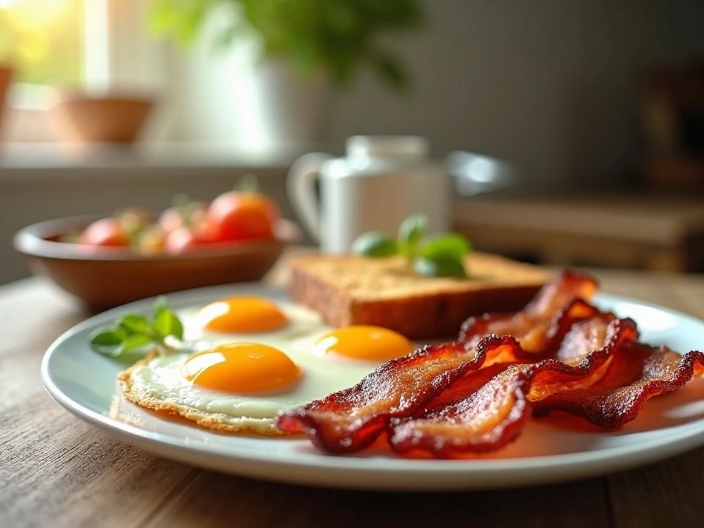 Crisp oven-baked bacon served as part of a delicious brunch