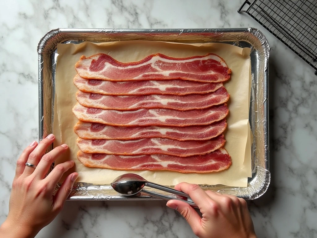 Bacon and simple tools needed for oven-baked bacon