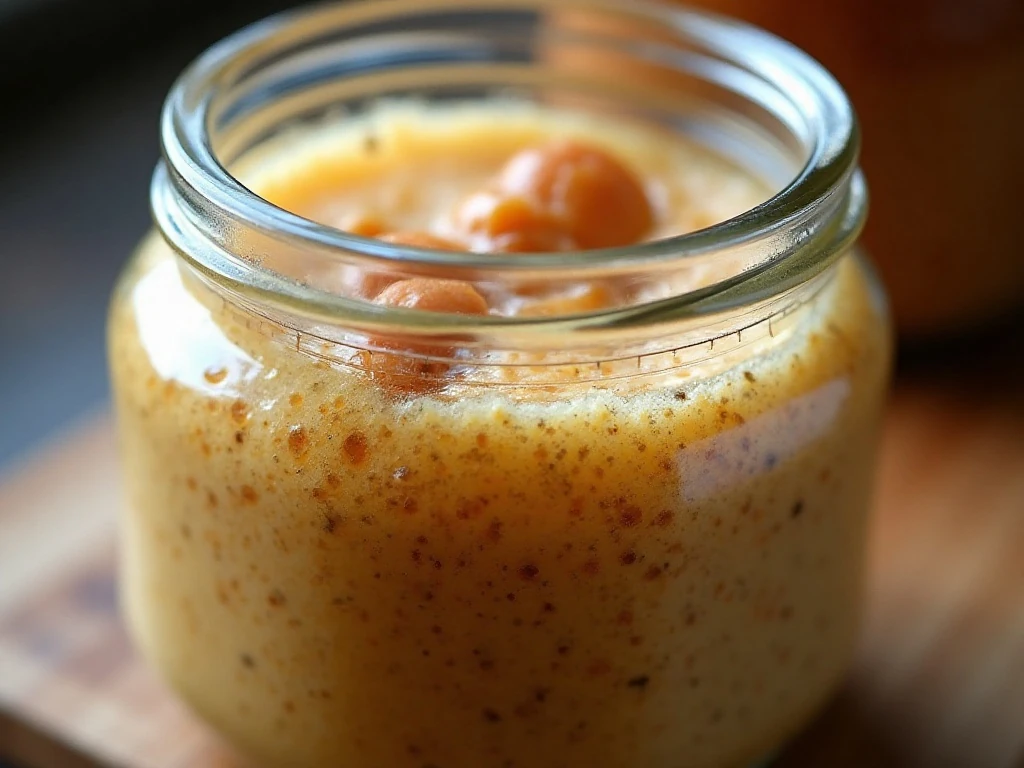 Bubbly doubled sourdough starter marked at its starting level