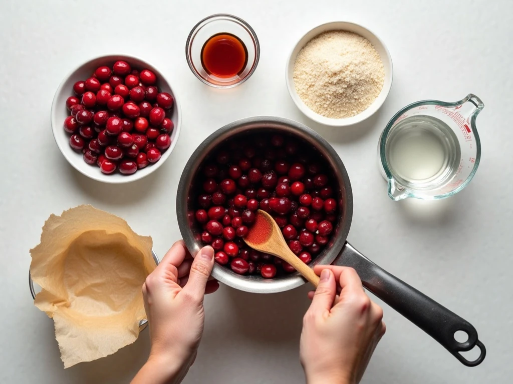 Ingredients for making easy sugared cranberries