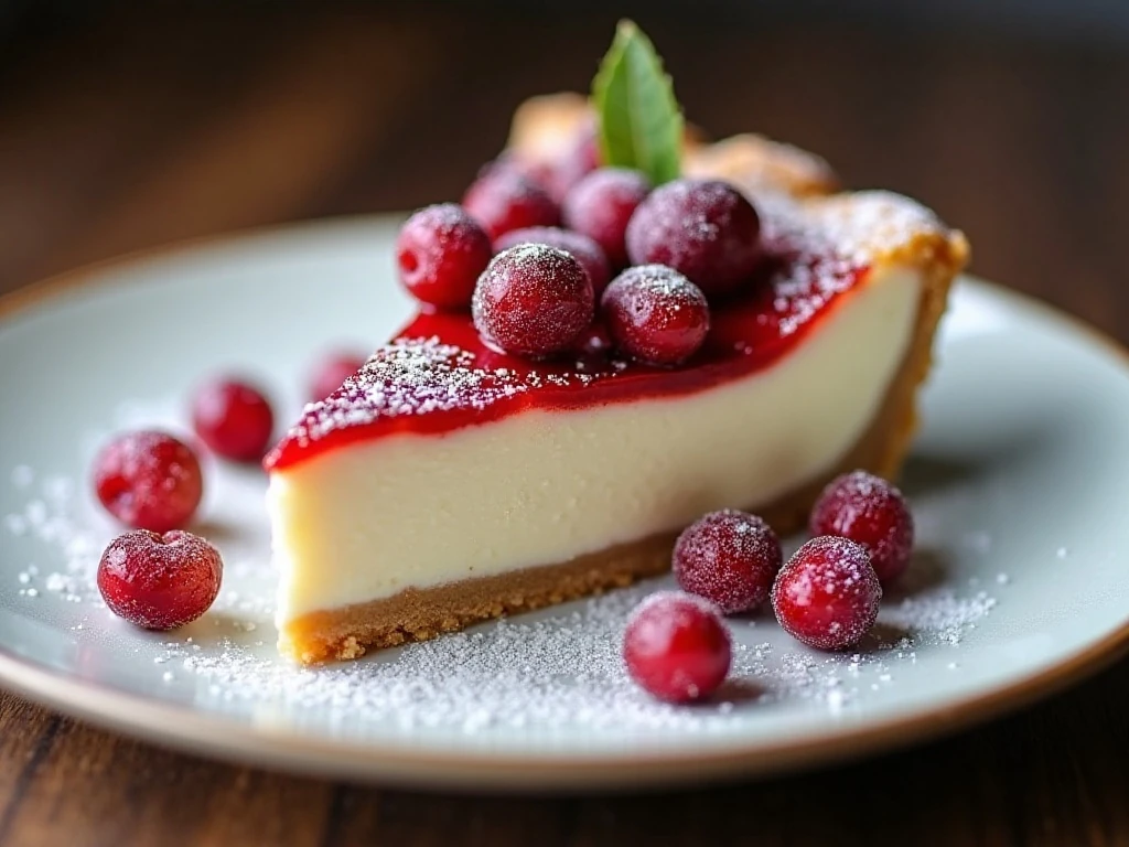 Sugared cranberries used as a dessert garnish