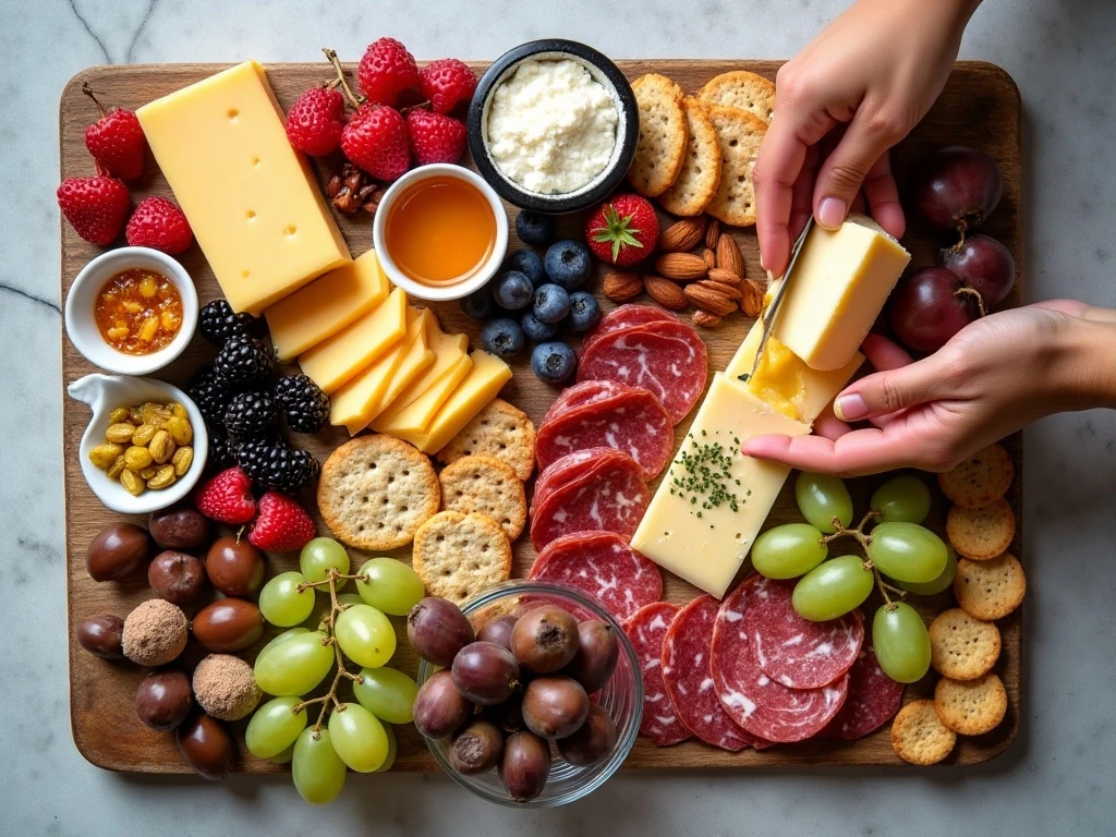 Ingredients for an ultimate New Year's Eve snack board