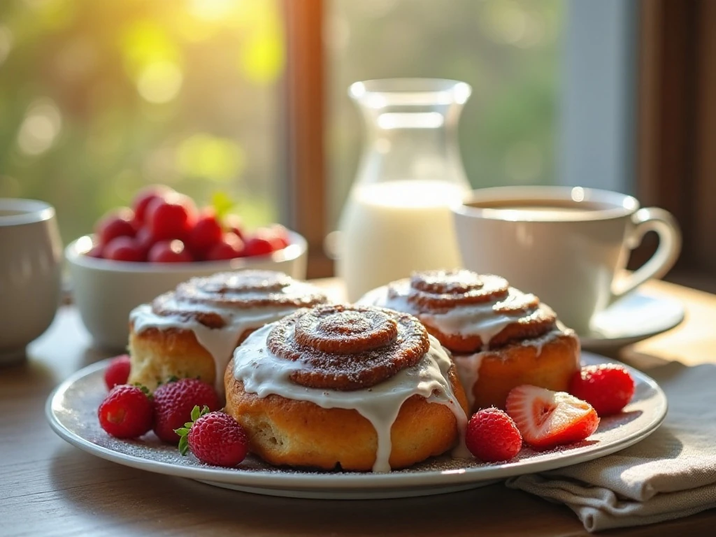 Cinnamon rolls served for a cozy breakfast or brunch