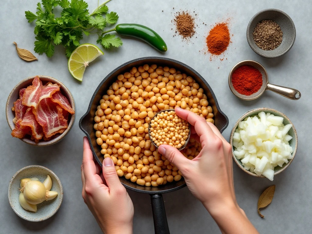 Ingredients for rich savory seasoned pinto beans