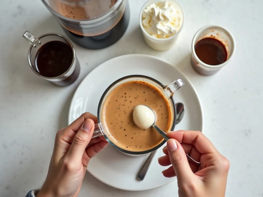 Ingredients for an easy coffee milkshake
