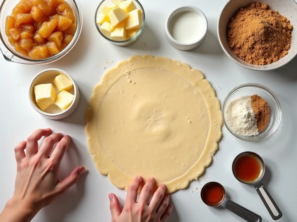Ingredients for easy iced apple crescent roll Danish pastries