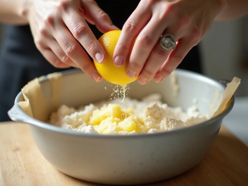 Preparing lemon zest and cake batter for lemon loaf