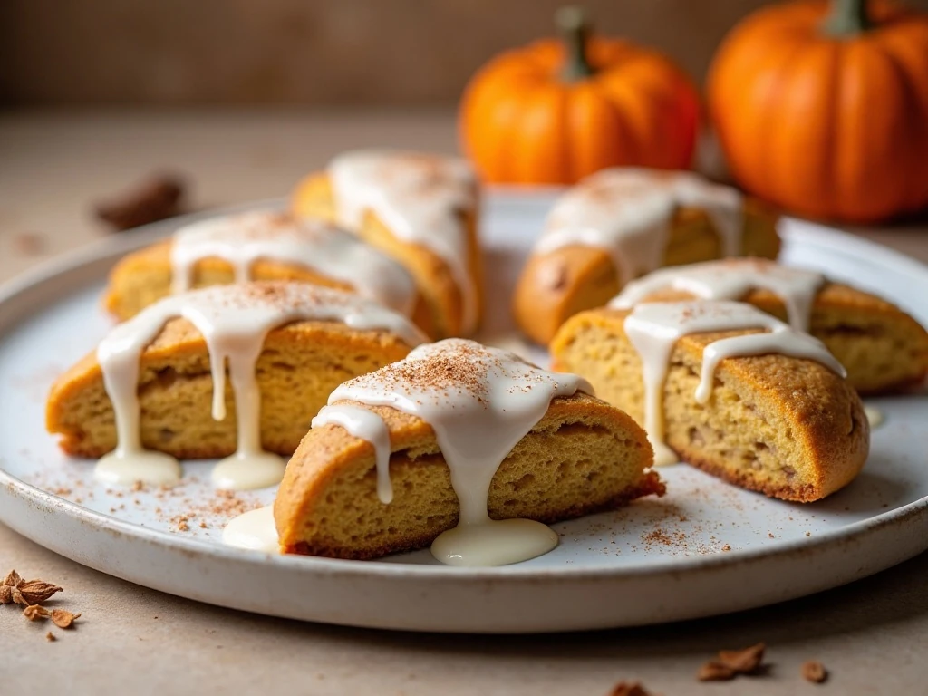 Finished homemade iced pumpkin scones