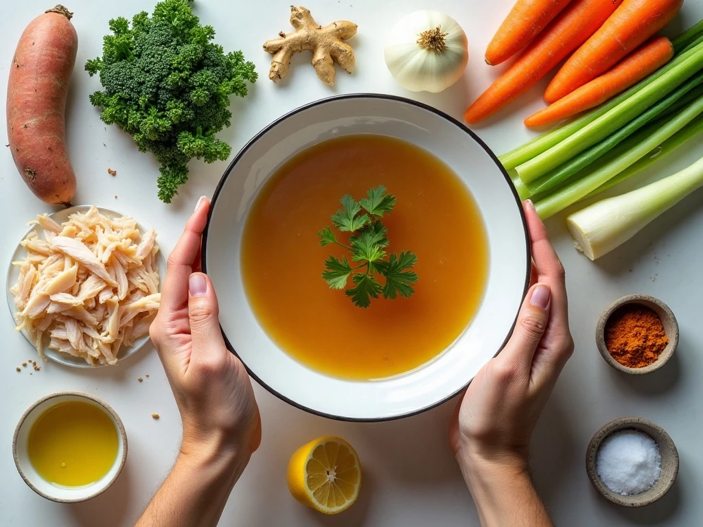 Ingredients for immune-boosting chicken and vegetable soup