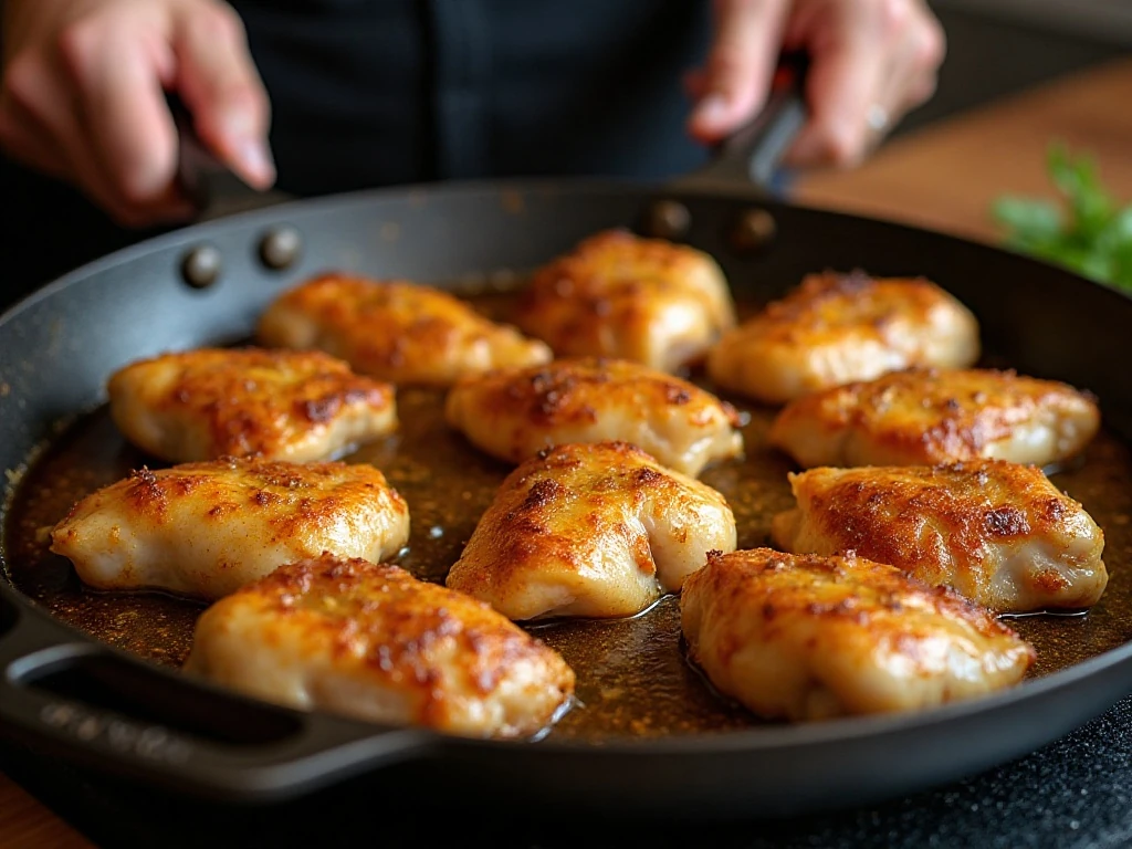Chicken arranged skin-side up in a roasting pan