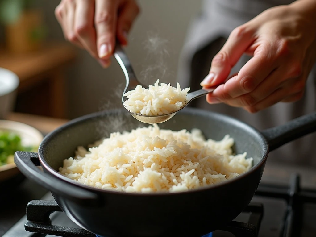 Preparing rinsed basmati rice for stovetop cooking