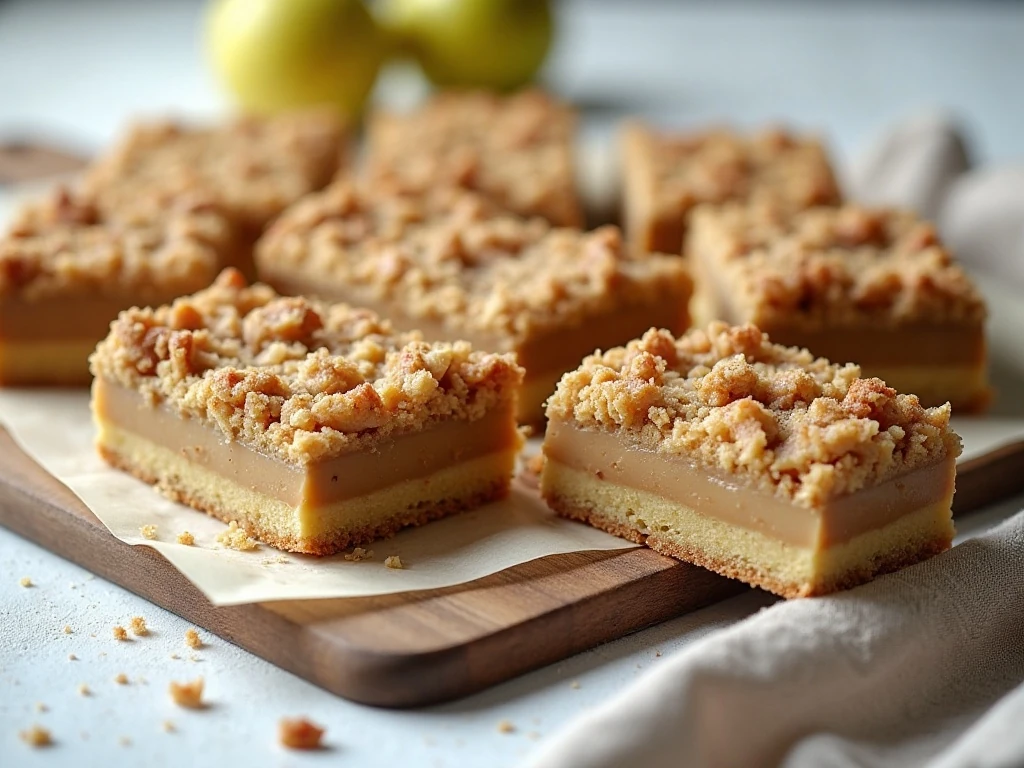 Pear crumble bars ready for storage and serving