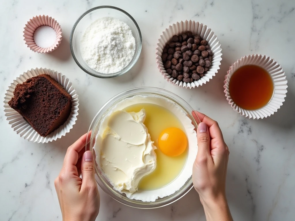Ingredients for inside-out cupcakes arranged on a countertop