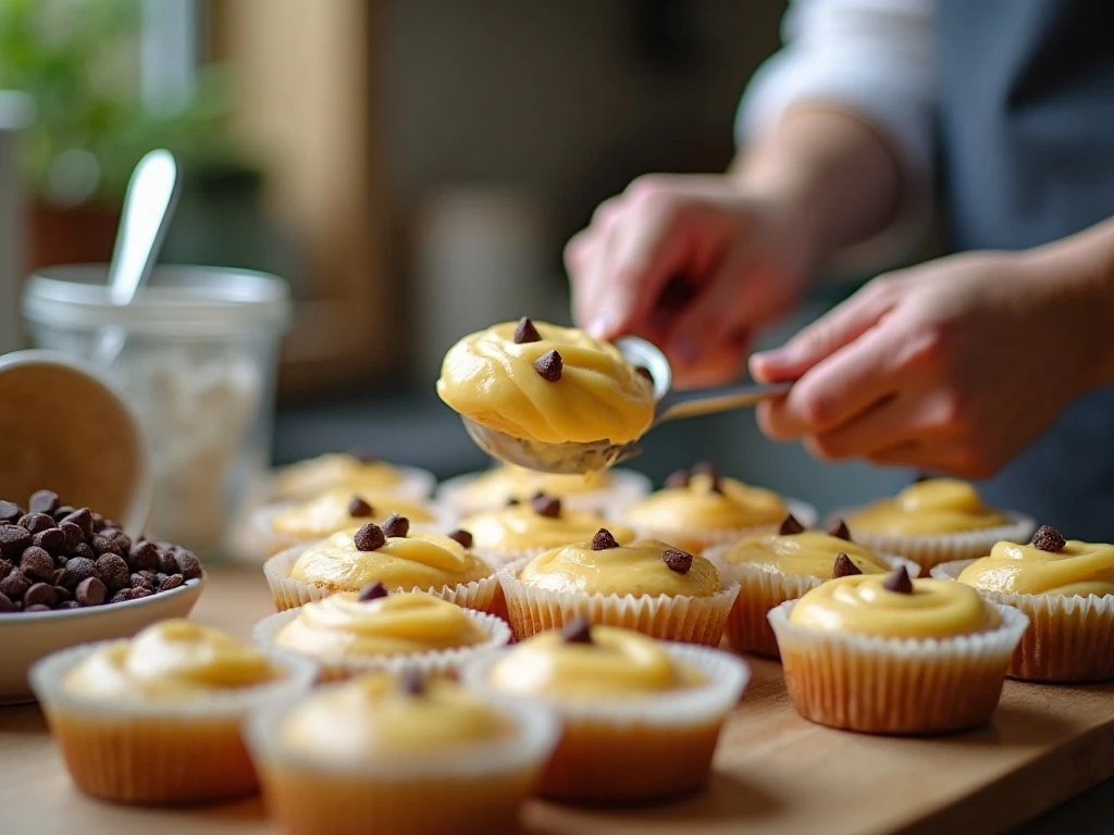 Smooth cream-cheese filling and evenly portioned cupcake batter