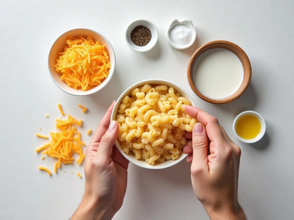 Ingredients for instant microwave macaroni and cheese