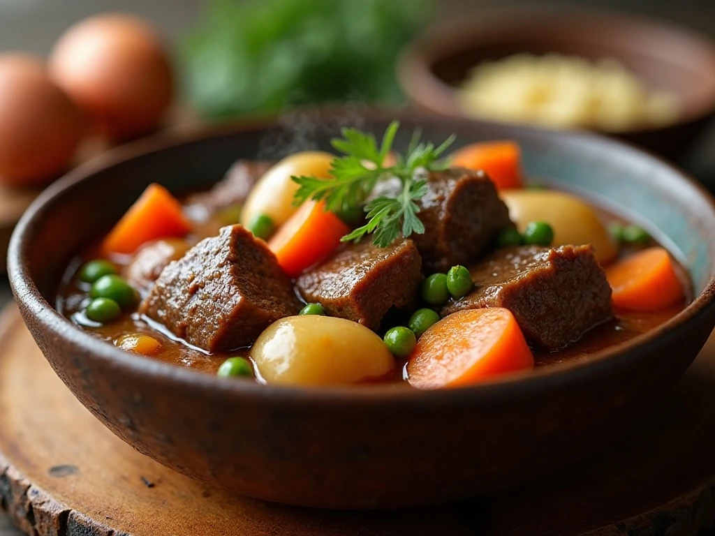 Hearty Instant Pot beef stew served in a rustic bowl