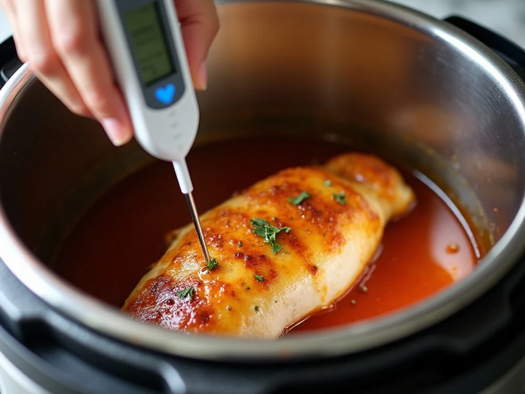 Checking Instant Pot chicken for a safe internal temperature