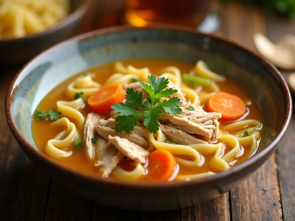 A comforting bowl of homemade Instant Pot chicken noodle soup