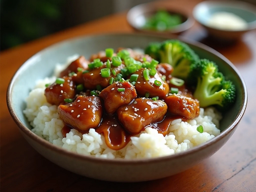 Instant Pot chicken teriyaki served with rice and broccoli