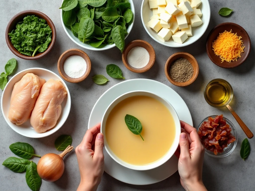 Ingredients for Instant Pot crack chicken spinach soup