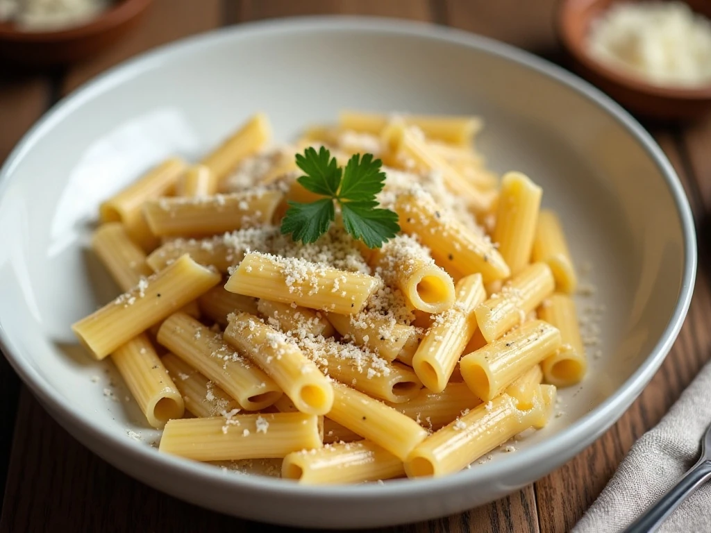 Creamy garlic Parmesan penne pasta served for an easy Instant Pot dinner