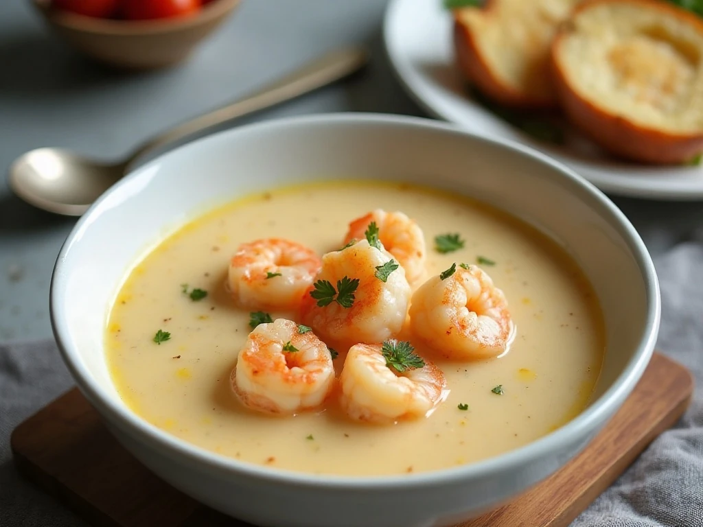 Creamy shrimp potato soup stored for reheating