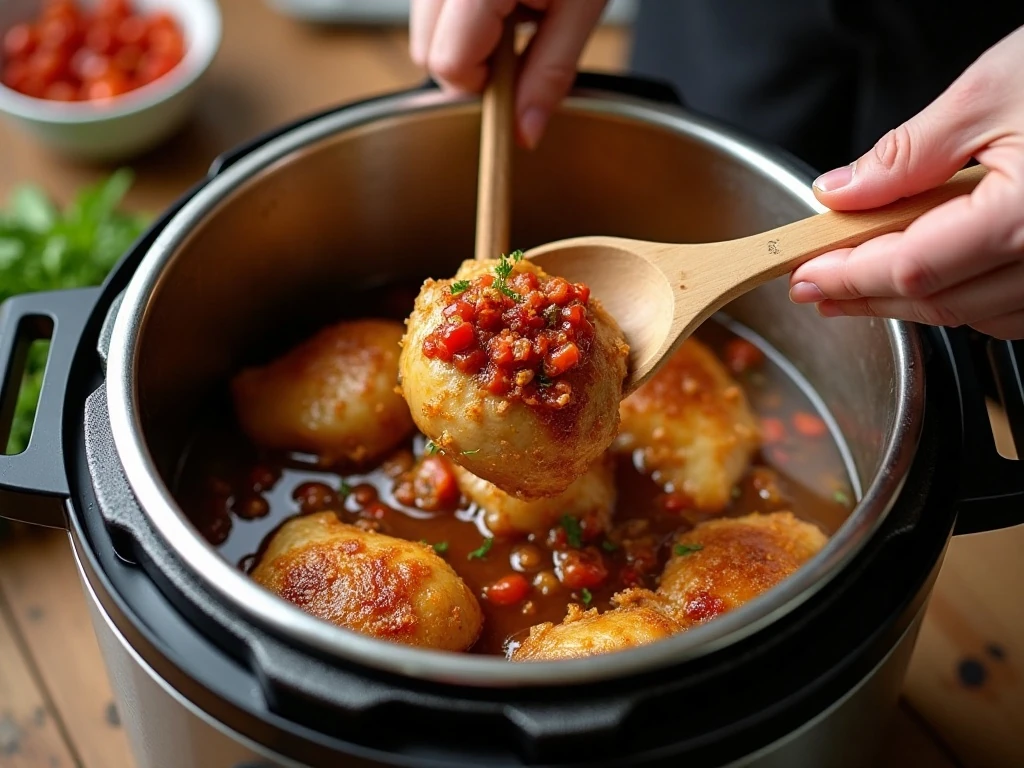 Browning chicken and deglazing the Instant Pot for sun-dried tomato chicken