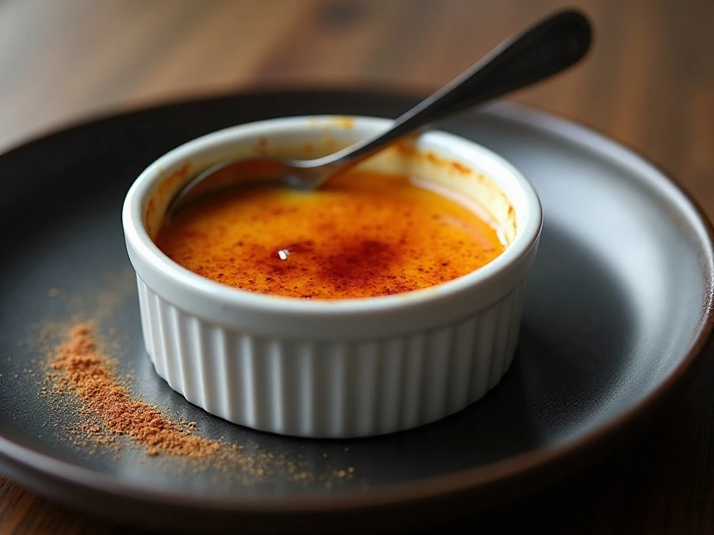 Individual crème brûlée ready to serve