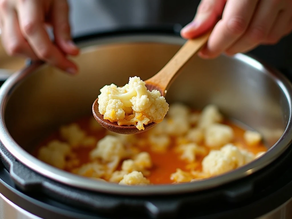 Scraping spices from the Instant Pot to prevent a burn warning