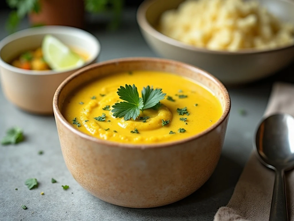 Stored and reheated Instant Pot curried cauliflower soup