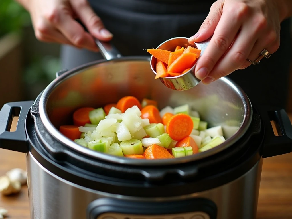 Sautéing vegetables for Instant Pot ham and bean soup
