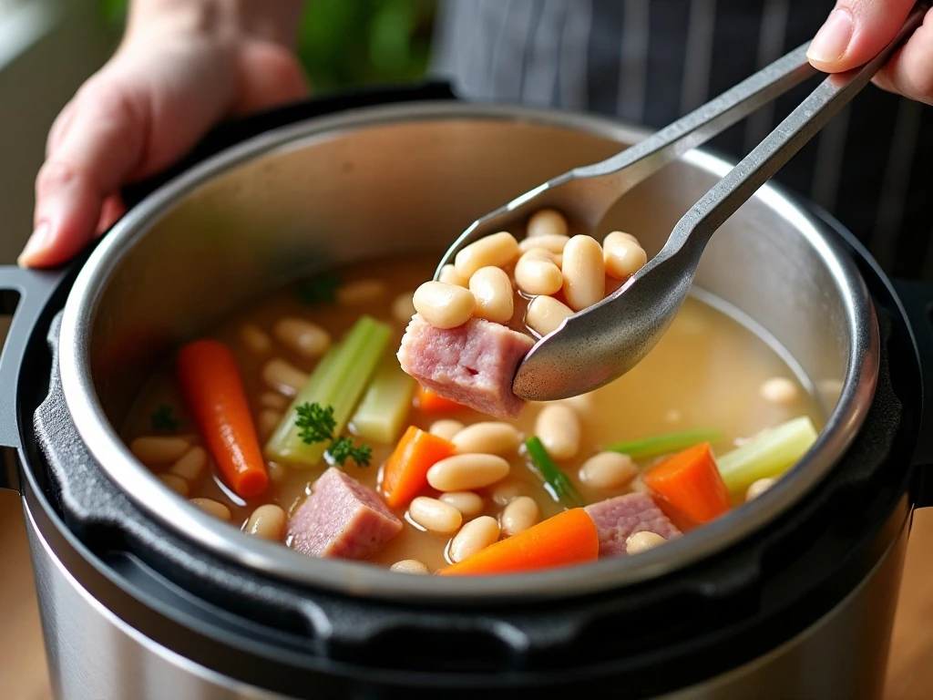 Tender beans and ham in the Instant Pot soup