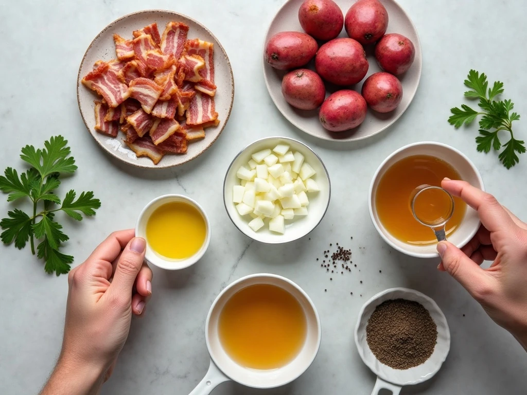 Ingredients for warm German potato salad